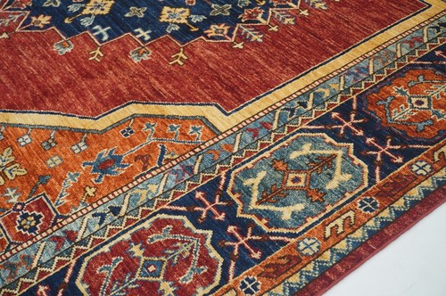8 x 10 ft Red Heriz Afghan Hand Knotted Wool Medallion Traditional Rug - Picture 10 of 22