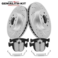 Front Drilled Rotors Ceramic Brake Pads for 2000 - 2005 2006 BMW X5 3.0i 4.4i