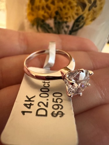 2.00 Ct Round Cut VVS1/D GRA Moissanite Engagement Wedding 14k White Gold Plated - Picture 2 of 11