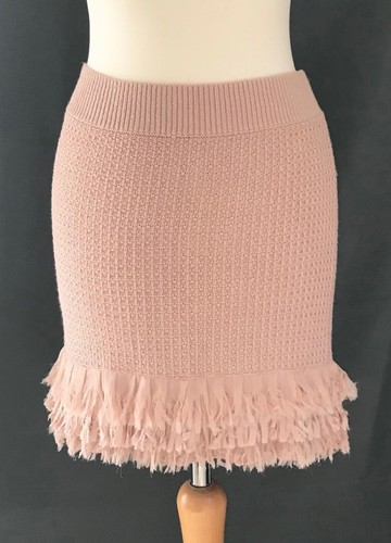 SUPERTRASH Knitted Short Skirt w/ Fringed Hem - Nude/Blush - Small - BNWT - Picture 2 of 4