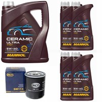 MotoröL Set Mannol 5W-40 Ceramic Ultra 9 Liter + ÖLfilter FüR Citroen Jumper Bus