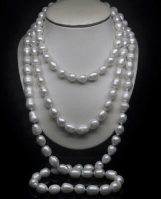 Genuine Natural 10-11mm South Sea White Baroque Pearl Long Necklace 36 Inches