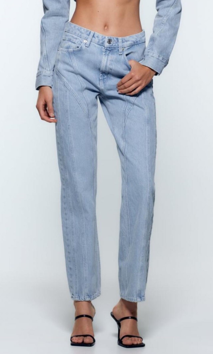 【新品】ZARA 140cm ZARA WOMAN HIGH-RISE STRAIGHT JEANS PANT LIGHT BLUE 6688/021