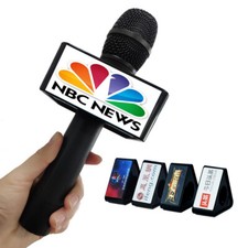 Custom Mic Logo Triangle Mic Flag TV Logo Handheld Interview Microphone Flag