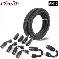 AN6/AN8/AN10 20FT Nylon Steel Braided Oil Fuel Line Hose With Swivel Fitting End