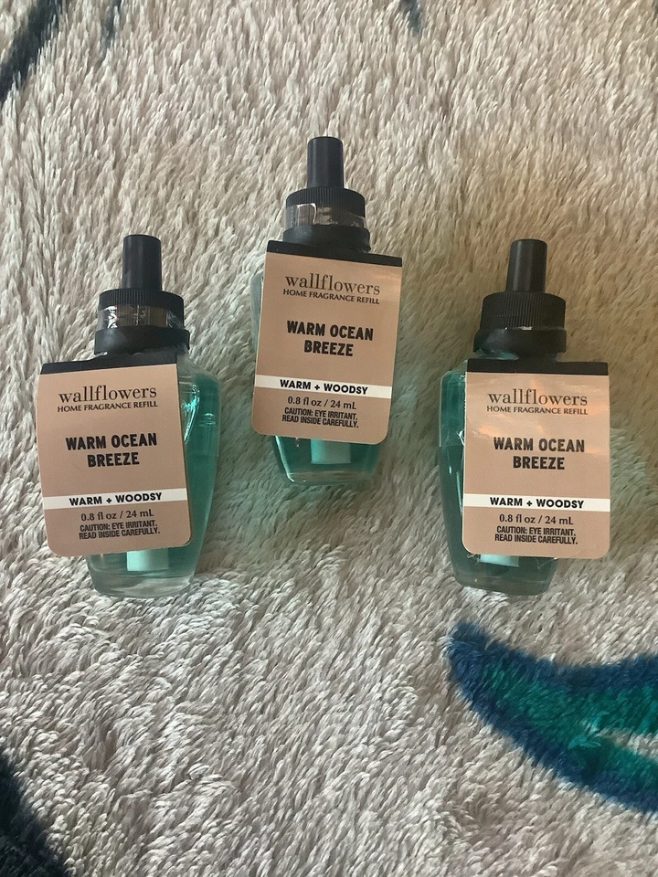 BATH & BODY WORKS WALLFLOWER FRAGRANCE REFILL WARM OCEAN BREEZE SET OF 3