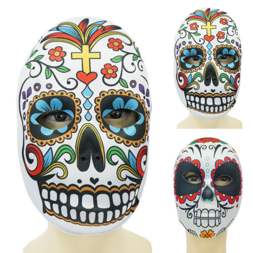Day Of The Dead Face Mask Halloween Zombie Fancy Dress Sugar Skull Party Masks - Picture 1 of 8