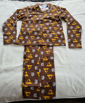 Hawthorn Hawks AFL AF9041S W20 Ladies 2 Piece Flannel Pyjama Set Size 10 New