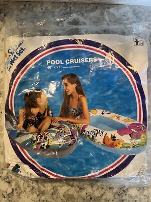 Vtg Intex Wet Set Kids Pool Cruiser Float Boat Zoo Animals 1994 40x27  One Raft