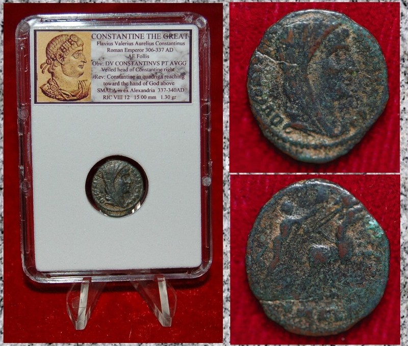 Ancient Roman Empire Coin CONSTANTINE THE GREAT Emperor in Quadriga Alexandria