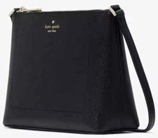 Kate Spade Leila Crossbody Bag Black Pebbled Leather Purse KG464 NWT $299 F
