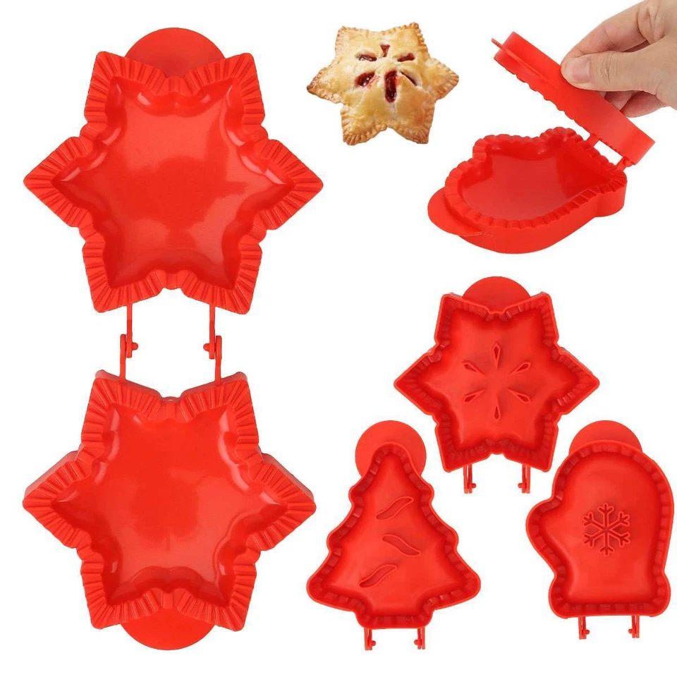 Juego de 3 moldes para pastel de mano con forma de árbol de copo de nieve mini moldes para pastel de bolsillo Navidad Navidad Foto 4 de 4