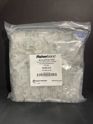 Fisher Scientific Centrifuge Tube 1.5  ml Screw Cap with O-Ring PP 500 Tubes