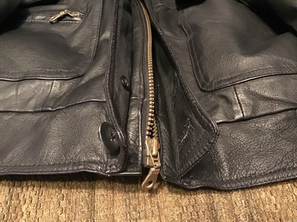 ASH CREEK TRADING Men's L Leather Jacket Zip quilt Lined W/Pockets