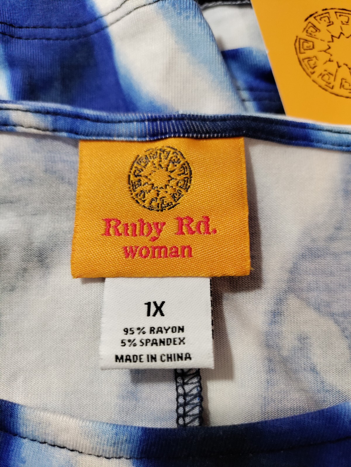 Ruby Rd Blue White Pattern 3/4 Slit Sleeve Blouse Size 1X NWT | eBay