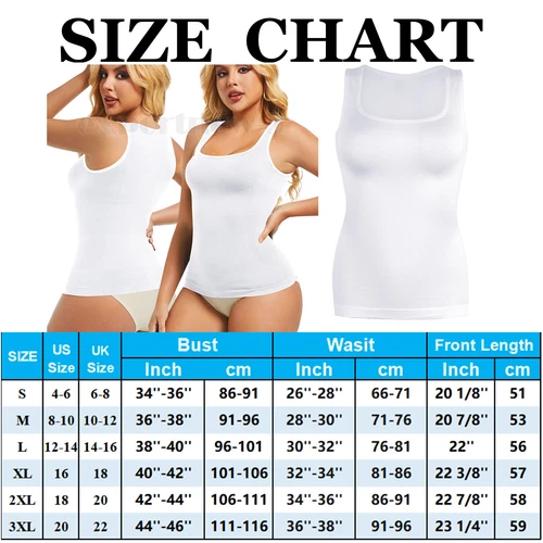 Women Seamless Slim Vest Tummy Control Body Shaper Compression Ribbed Tank Top - Picture 22 of 27
