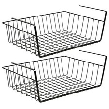 2 x Large Black Under Shelf Table Storage Basket Rack Kitchen Cabinet Organiser