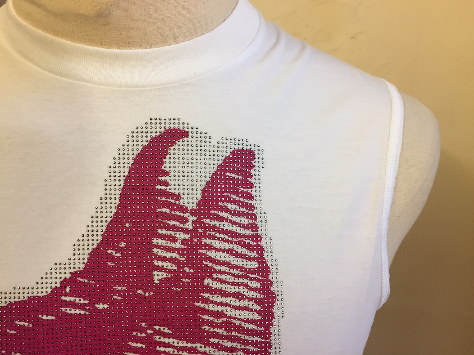 DSQUARED² RUNWAY WHITE PINK STUDED BITIN" DOBERMAN DOG PRINT T SHIRT S M ICON image 6