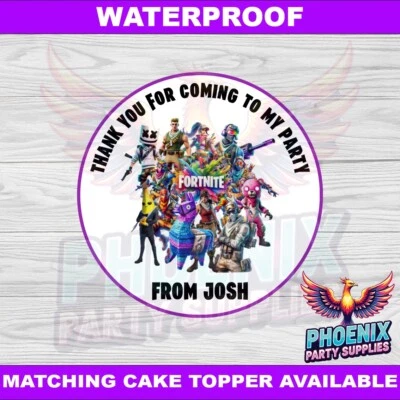 PERSONALISED FORTNITE SWEET CONE STICKERS PARTY BAG LABELS BIRTHDAY