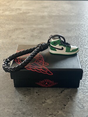 Air Jordan 1 Schlüsselanhänger grün/weiß 3D mit Lederreifen & Box