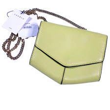 Sandro Paris Lou Pm Crossbody Bag Leather Chain Gold Yellow Moisson Sa1028e Nwt