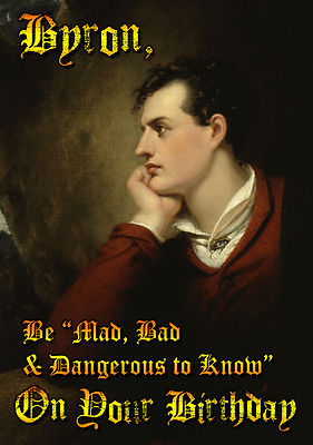 Lord Byron Gothic Romantik Dichter Happy Birthday PERSONALISIERTE Grußkarte Kunst