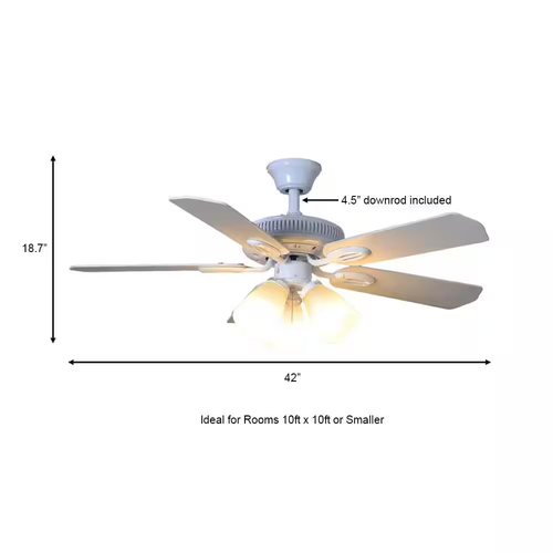 Hampton Bay Glendale 42-Inch LED Indoor Ceiling Fan White NEW - Picture 2 of 4