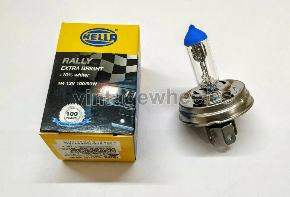 HELLA RALLY EXTRA BRIGHT H4 XENON HEADLIGHT BULB 12V 100/90W P45t FOR CARS BIK - Image 4 of 4