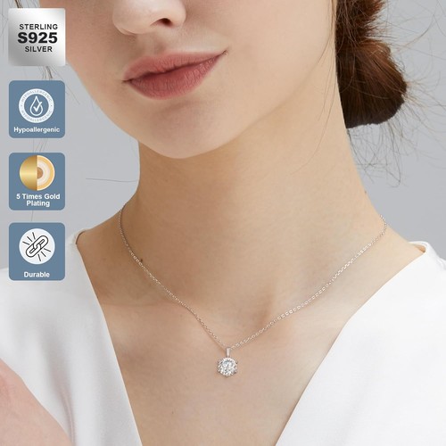 KRKC Moissanite Pendant Solitaire Necklace for Women, 0.5CT/1CT/2CT/3CT/4CT... - Picture 2 of 14