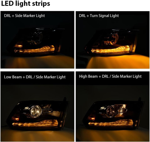 LED Bar Headlights Assembly Front Headlamp Compatible with Dodge Ram 1500 2500 3 - 第 3/12 張圖片