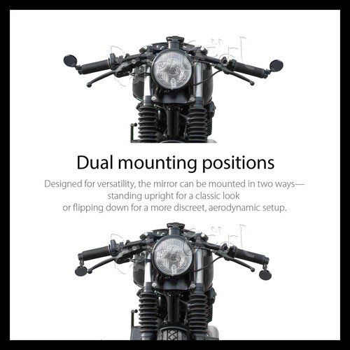 Orbix round black small mini bar end mirror PAIR aluminum for 7/8" hollow bar - Picture 7 of 10
