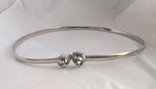 Vtg Anne Klein Double Lion Head Silver Tone Skinny Snake Omega Stretch Belt