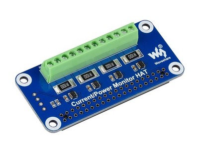 4-ch Current/Voltage/Power Monitor HAT for Raspberry Pi, I2C/SMBus