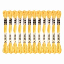 12 Skeins Embroidery Floss, Polyester Embroidery Threads Yellow