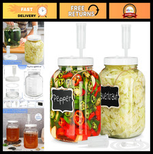 2 Pack 1 Gallon Fermentation Jars with Airtight Screw Lid  Airlock - Wide Mouth