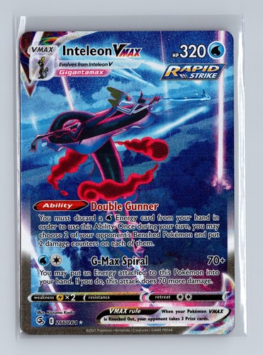 Inteleon VMAX 266/264 Alternate Art Fusion Strike Pokemon Holo Near Mint