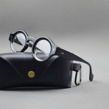 Acetate Round Retro Eyeglasses for Men Women Black Classic Glasses Thick Frames