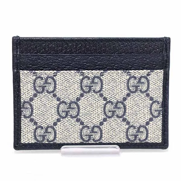 Estuche para tarjetas GUCCI entrelazado G 673002 GG Supreme lona para hombre azul marino Foto 3 de 4