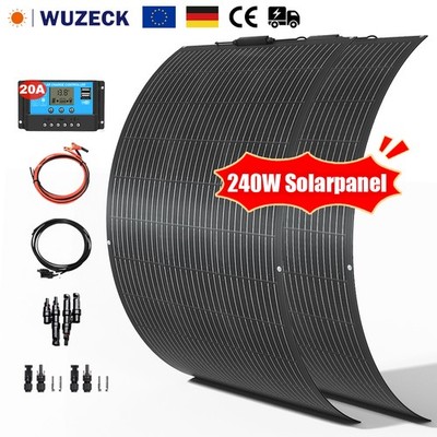 240W Solarpanel Set Flexibles Solarmodul Wohnwagen Gärten 12V monokristallin