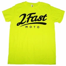 2FastMoto 2FM Logo Unisex Tee Shirt - Hi-Viz Yellow/Black - Large 2613-252