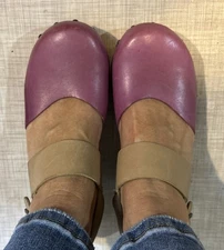 DANSKO PURPLE and TAN Slingback Wooden Clogs 10 40
