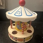 Vintage 1963 FISHER PRICE MUSICAL MERRY GO ROUND Spins Wooden Toy Carousel