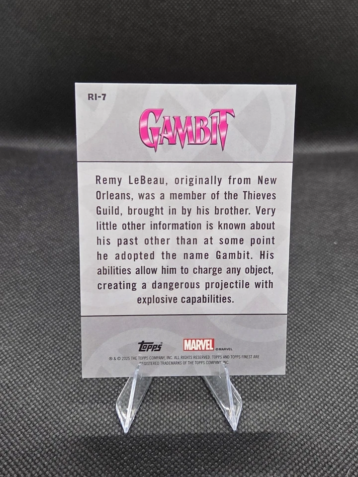 2025 Topps Finest Marvel X-Men '97 Remember It RI-7 Gambit X-FRAOR 68/97 - Изображение 2 из 3