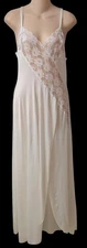 Vintage Val Mode Bridal White Nylon Lace Nightgown High Slit S