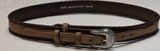 Vintage Western Cowboy Belt Genuine Leather Braided Edge Silver Buckle Unisex 36