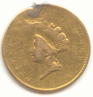 1855 Type 2 Gold Dollar $1 VG Details