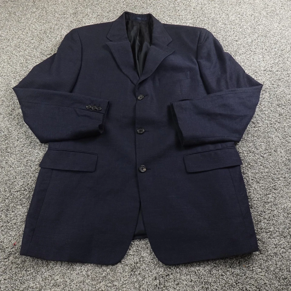 Hugo Boss Blazer Mens 42R 52 Blue Vinci Wool Linen Blend Sport Coat Suit Jacket - Image 2 of 4