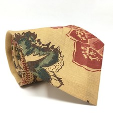 NEW Polo Ralph Lauren Wide Tie Brown Red Green Floral Cotton Linen Made USA