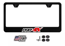Red & White PRO-4X License Plate Frame Tag Cover Black Metal Material with Screw