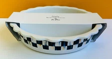 MacKenzie-Childs 13683-40 Courtly Check Everyday Pie Plate with Pie Bird. New!